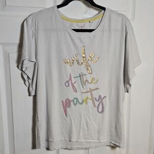 Miss To Mrs & Me to We 2X White T with Colorful Golden Script WIFE OF THE PARTY
